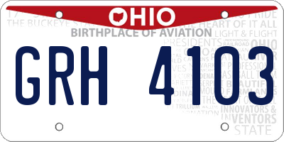OH license plate GRH4103
