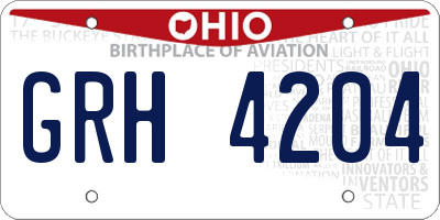 OH license plate GRH4204