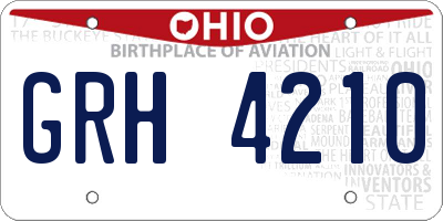 OH license plate GRH4210