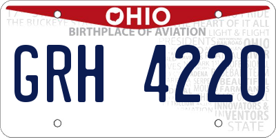 OH license plate GRH4220