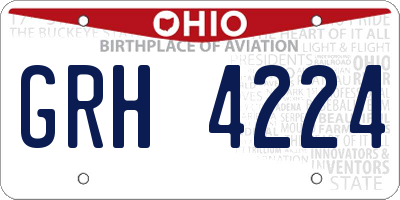 OH license plate GRH4224