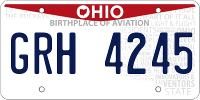 OH license plate GRH4245