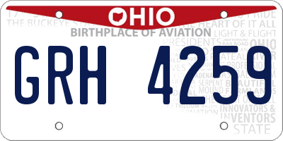 OH license plate GRH4259