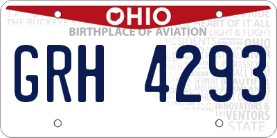 OH license plate GRH4293