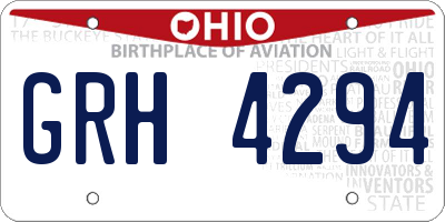 OH license plate GRH4294