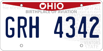 OH license plate GRH4342