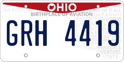 OH license plate GRH4419
