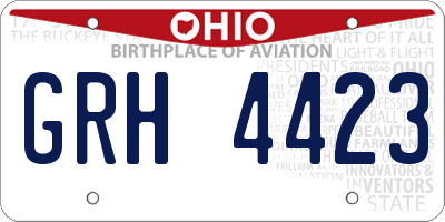 OH license plate GRH4423