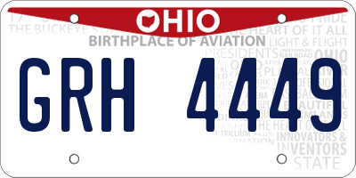 OH license plate GRH4449