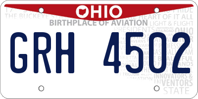 OH license plate GRH4502