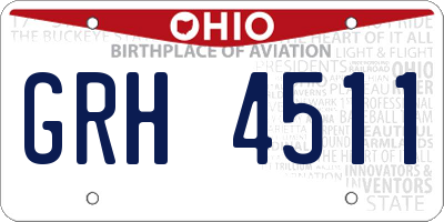 OH license plate GRH4511