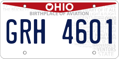 OH license plate GRH4601