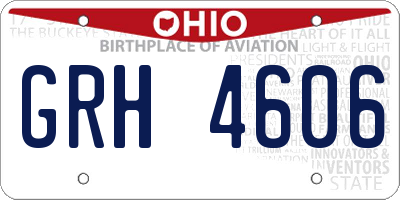 OH license plate GRH4606