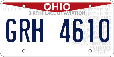 OH license plate GRH4610