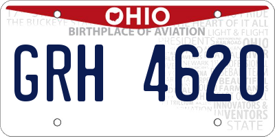 OH license plate GRH4620