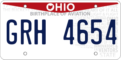 OH license plate GRH4654