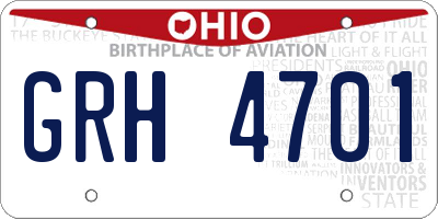 OH license plate GRH4701