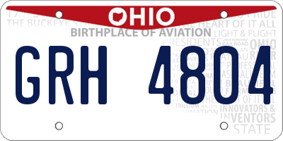 OH license plate GRH4804