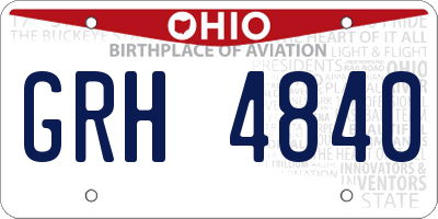 OH license plate GRH4840