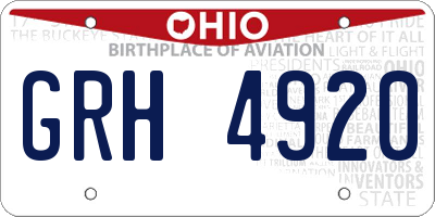 OH license plate GRH4920
