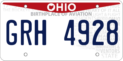 OH license plate GRH4928