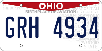 OH license plate GRH4934