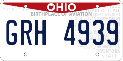 OH license plate GRH4939