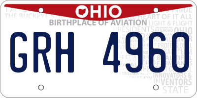 OH license plate GRH4960