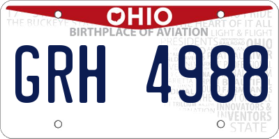 OH license plate GRH4988