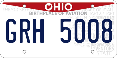 OH license plate GRH5008