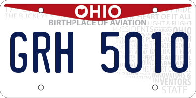 OH license plate GRH5010