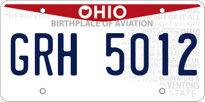 OH license plate GRH5012