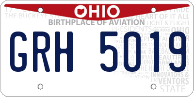 OH license plate GRH5019