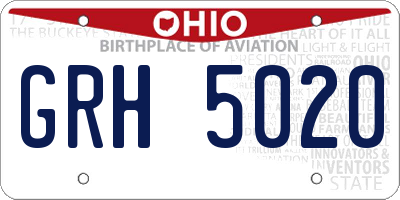 OH license plate GRH5020