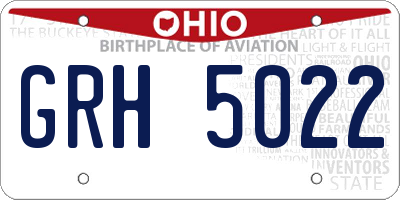 OH license plate GRH5022