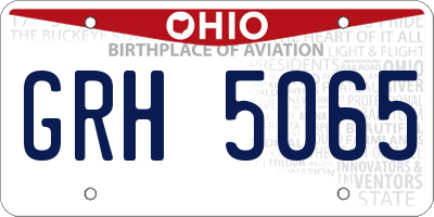 OH license plate GRH5065