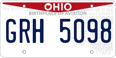 OH license plate GRH5098
