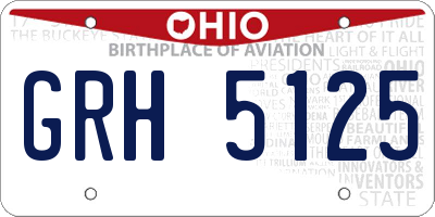 OH license plate GRH5125