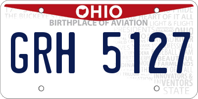 OH license plate GRH5127