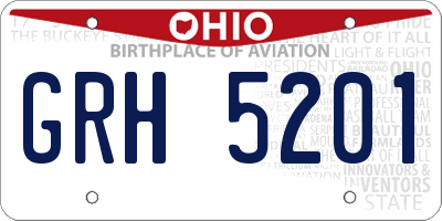 OH license plate GRH5201