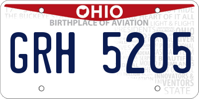 OH license plate GRH5205