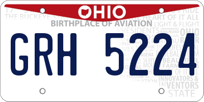 OH license plate GRH5224
