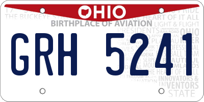 OH license plate GRH5241
