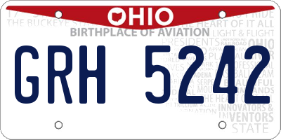OH license plate GRH5242