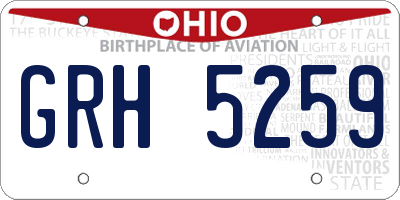 OH license plate GRH5259