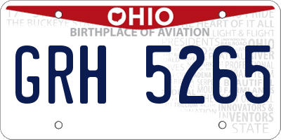 OH license plate GRH5265
