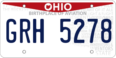 OH license plate GRH5278
