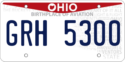 OH license plate GRH5300