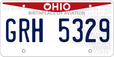 OH license plate GRH5329