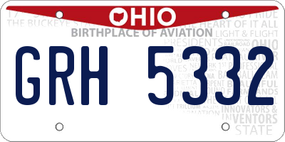 OH license plate GRH5332
